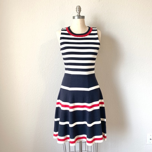 CHINTI & PARKER S/L Striped Crew Neck Pullover Sheath Dress - Picture 1 of 8